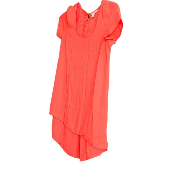 DECREE CAP SLV PULL-OVER TUNIC BLOUSE, WOMENS, XS, ORANGE/PEACH, HIGH-LOW - Picture 8 of 11